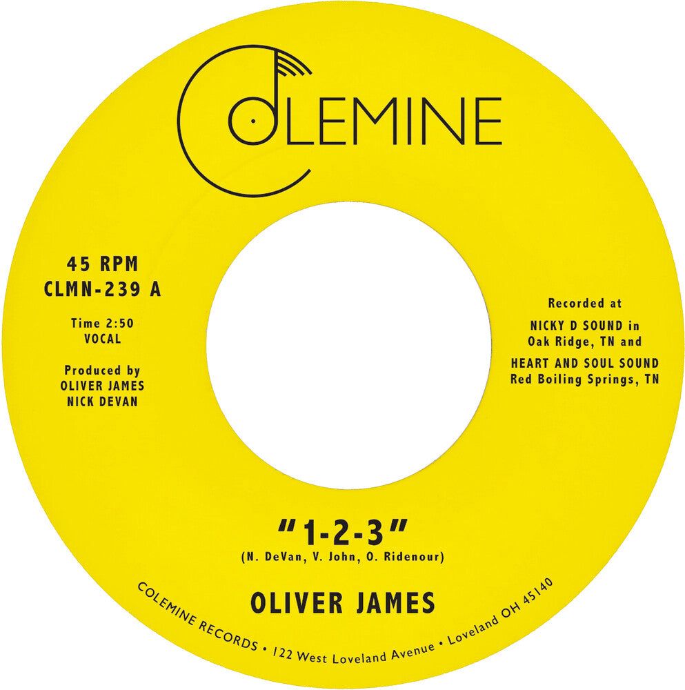 Oliver James - 1-2-3 / Nothing Is Forever 7" (Nvbl)