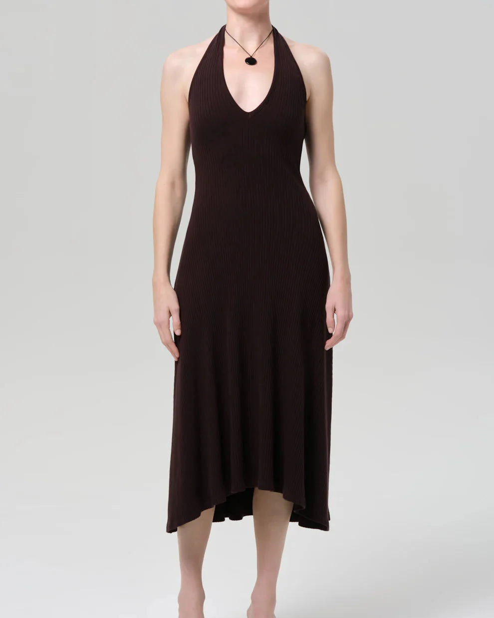 Mila Halter Dress (Chocolate)