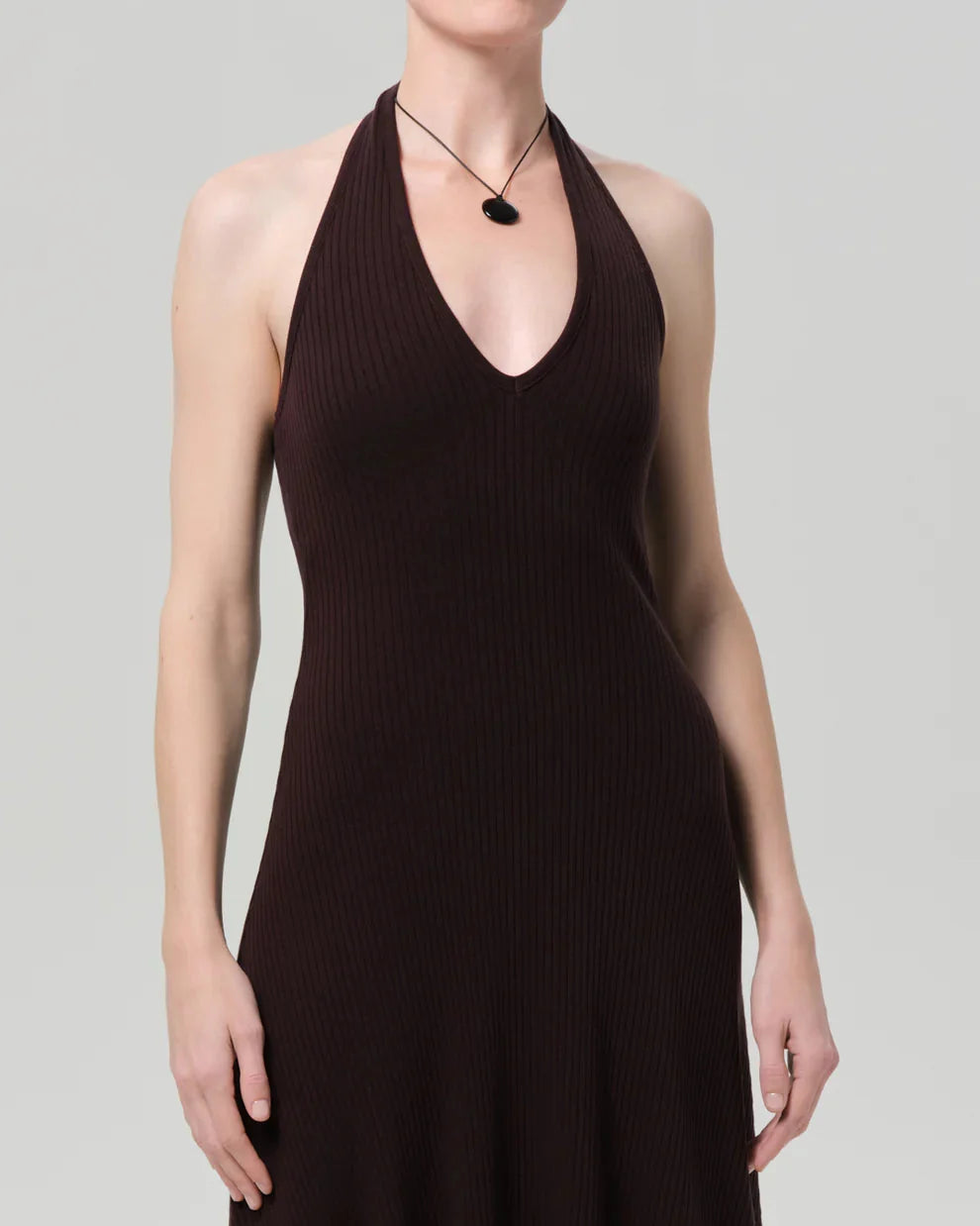 Mila Halter Dress (Chocolate)
