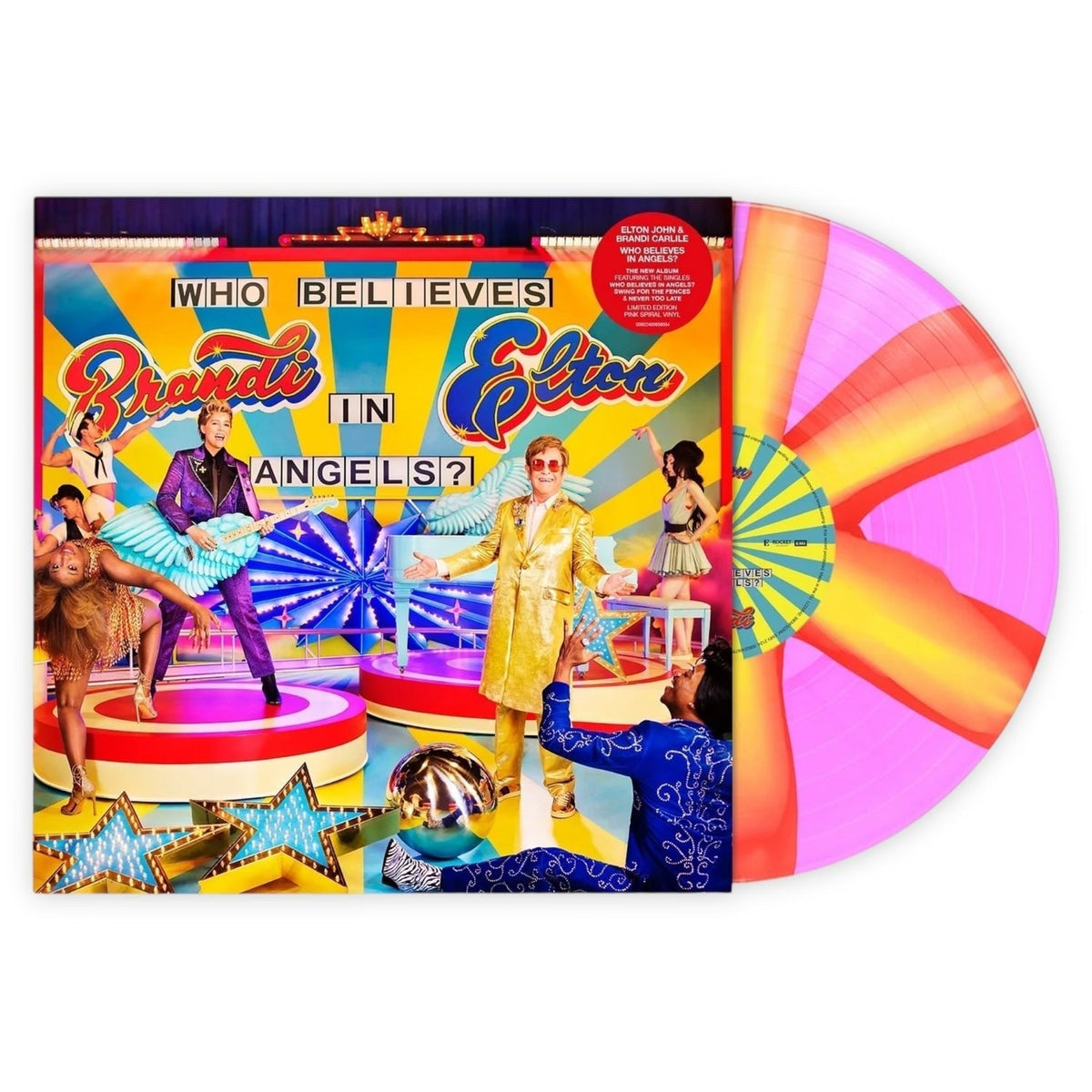 Elton John & Brandi Carlile - Who Believes in Angels? - Pink Spiral (Vinyl LP)